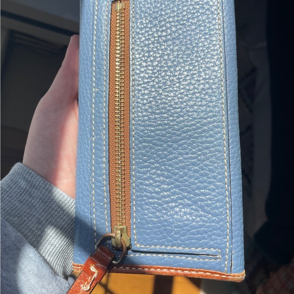 Dooney & Bourke Blue and Brown Leather Trifold Wallet. - Picture 12 of 12
